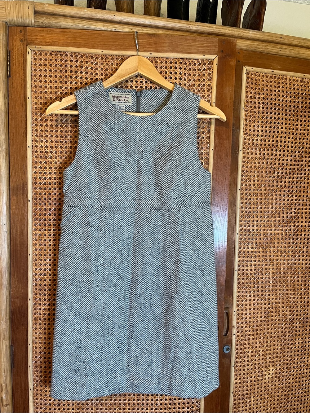 Women’s Vintage Abercrombie & Fitch Gray Herringbone Sleeveless Sheath Dress XS
